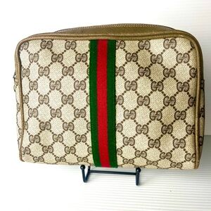 Authentic vintage Gucci pouch with Green and Red Stripe